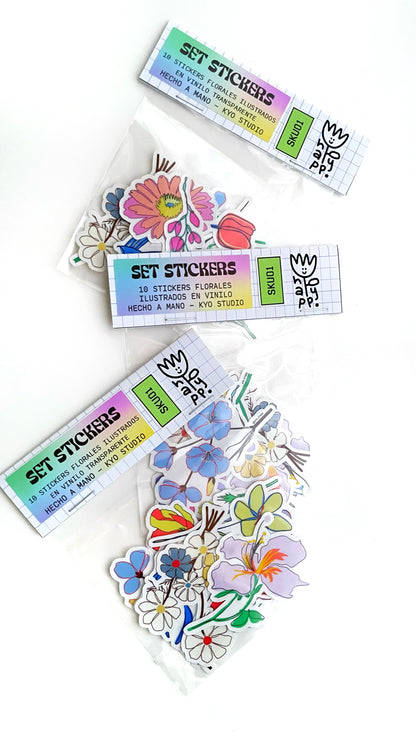 SET STICKERS FLORES